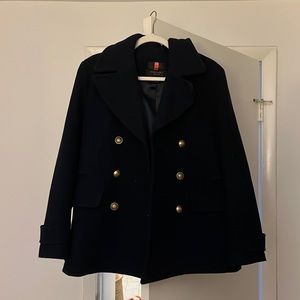 Navy J Crew Stadium Cloth Majesty Pea Coat - 12